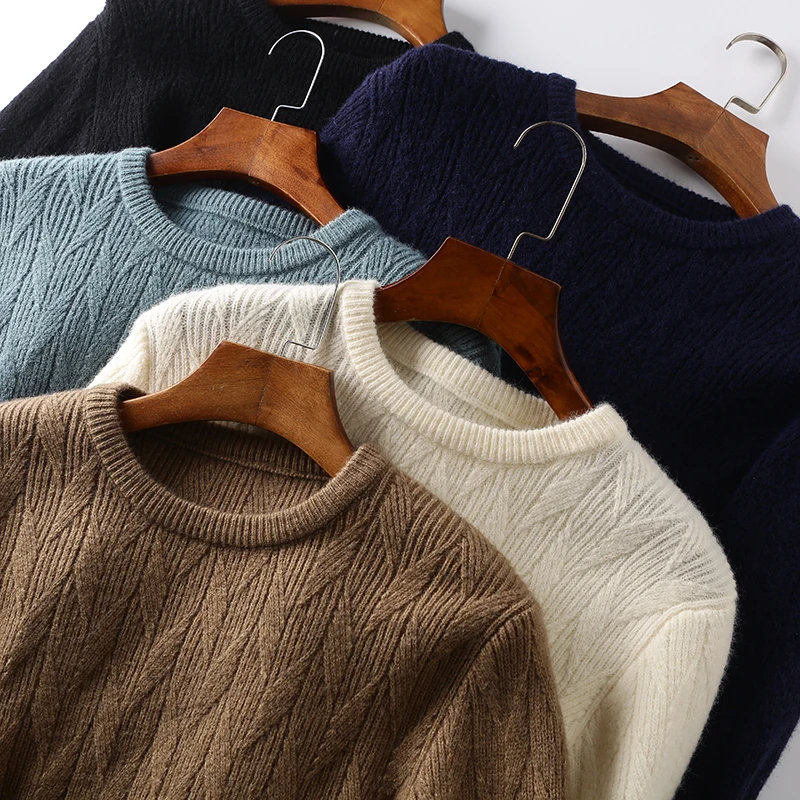 

Мягкий вязаный свитер с круглым вырезом и цветочной вышивкой, мужской модный повседневный пуловер с длинными рукавами для осени и зимы, молодежный стиль