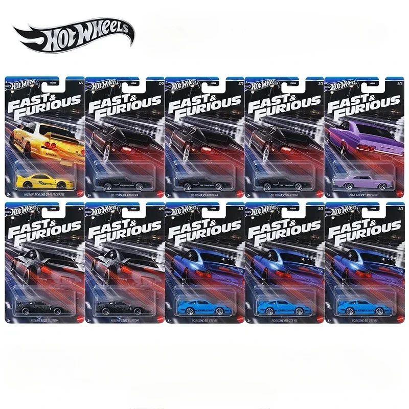 10 PACK  Hot Wheels Fast and Furious Model Car Hotwheels 1/64 Toy Car Hotweheels Miniatura De Carros Diecast HNR88 G Case