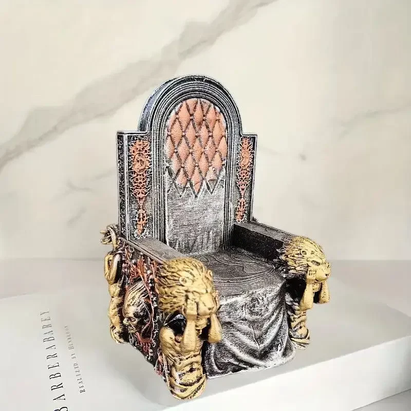 Lion Head Throne Resin Ornament, 1/6 Scale 12in BJD Doll Seat, 20-30cm Figurine Accessory Home Decor Craft Gift