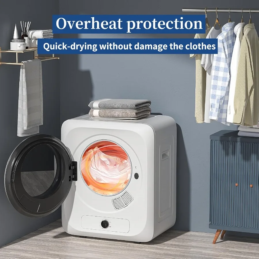 VCJ Draagbare wasdroger voor appartement 10lbs Compacte elektrische wasdroger met roestvrijstalen kuip 1,5 cu.ft Geschikt voor A