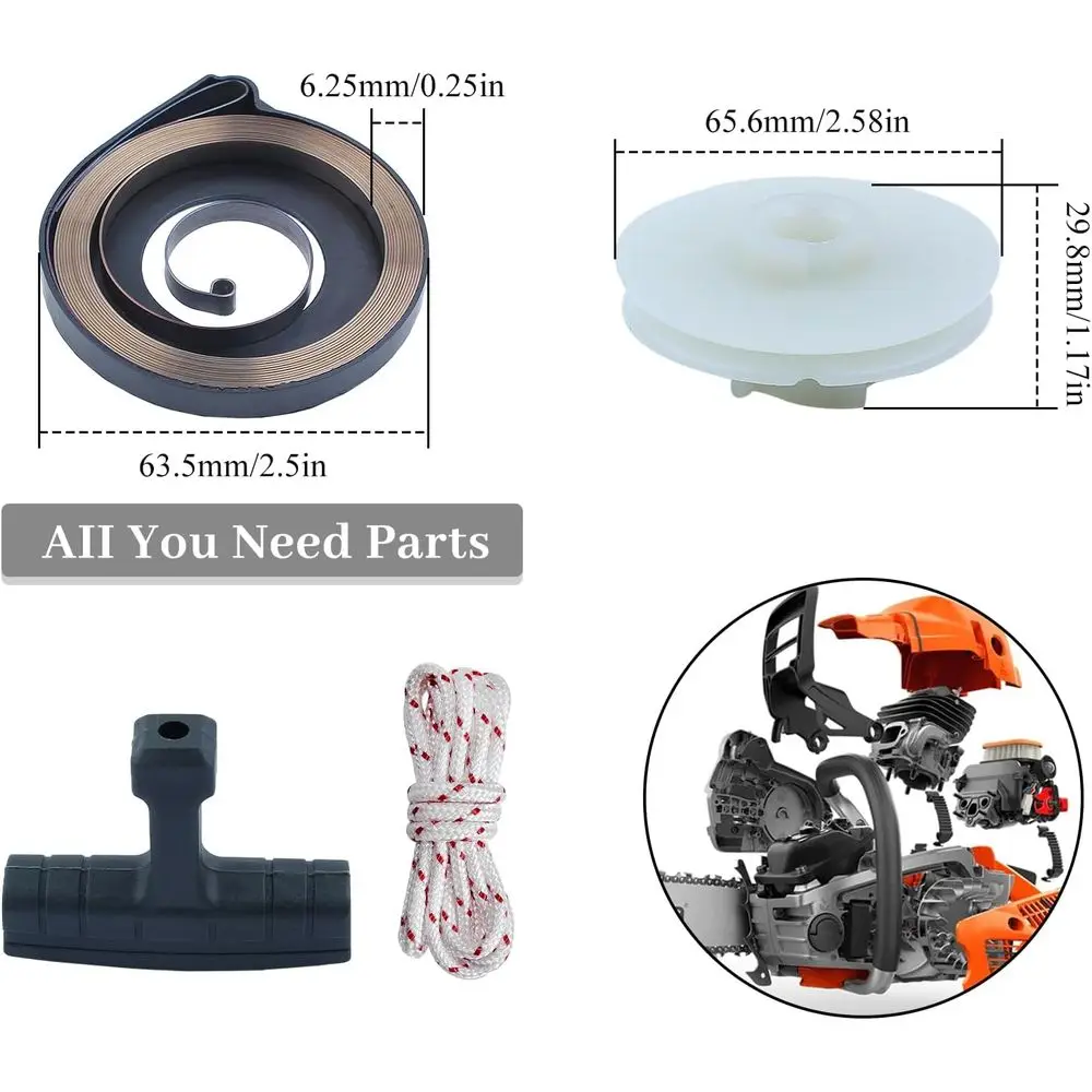 Husqvarna 50-55 Rancher بادئ حركة ارتدادي مقبض بكرة الربيع ومجموعة الحبل #2