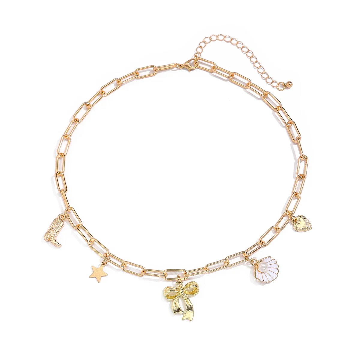 Conch Star Love Heart Bowknot Pendant Choker Necklace Women Trend Goth Clavicle Chain Neck Jewelry Y2k Accessories