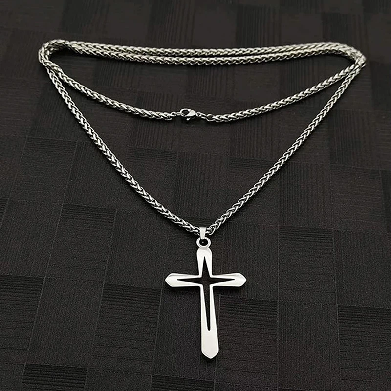 New Fashion Personality Hollow Cross Pendant Necklace For Men Women Minimalist Punk Party Jewelry Gifts