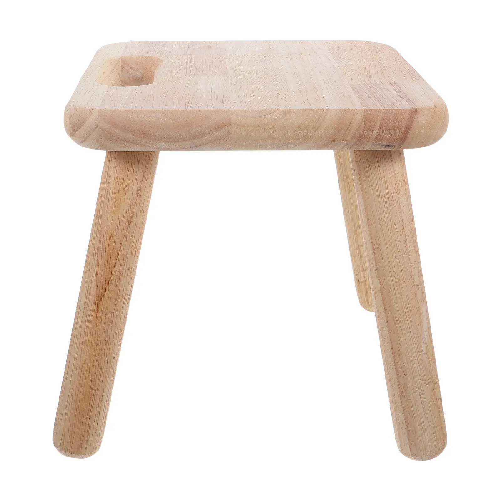 Wooden Small Step Stool Portable Handle Solid Square Bedside Step Foot Rest Under Desk Rustic Home Stool Wooden Desk Footstool