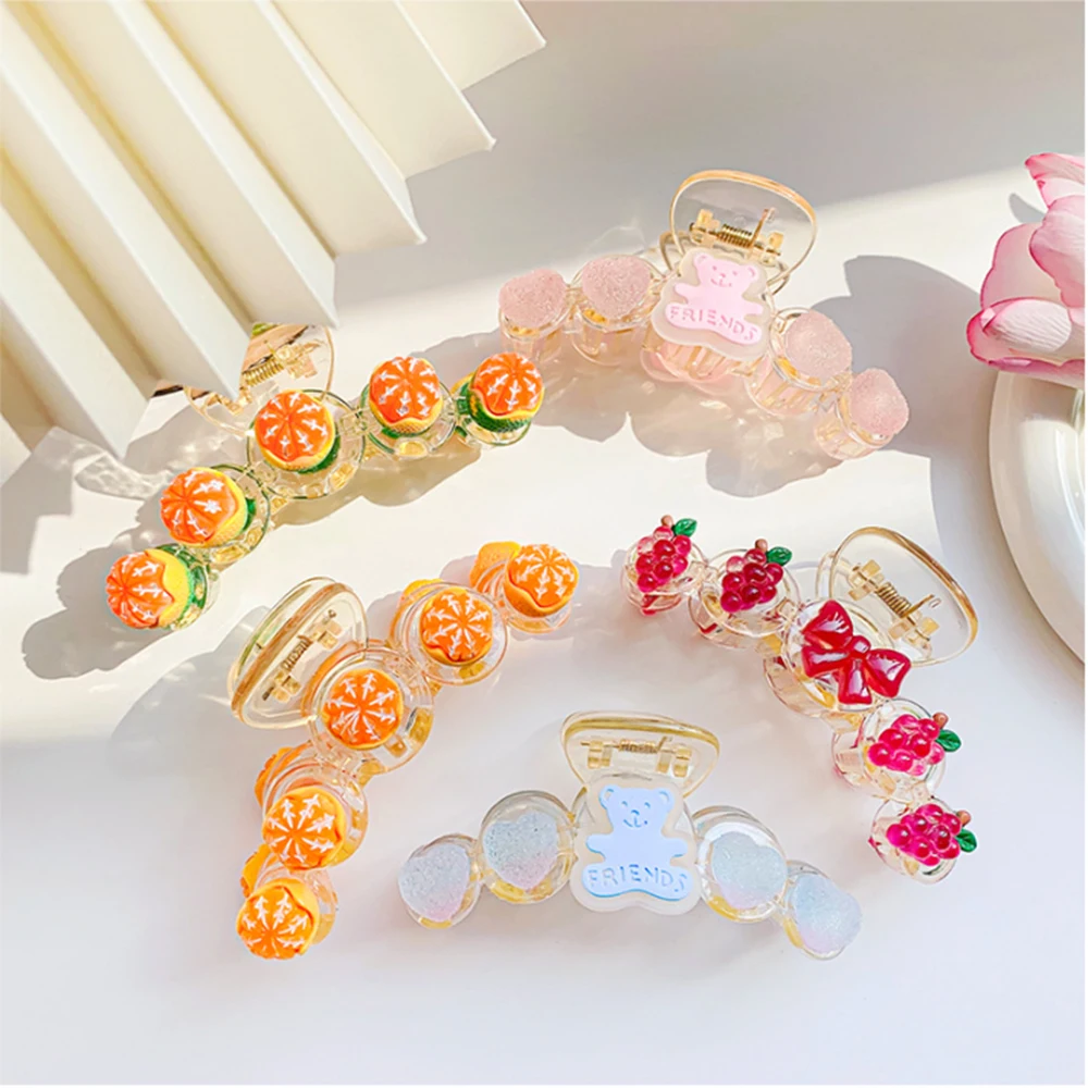 

Macaron Fruit Hair Claw Clips For Thick Hair Acetate Barrette Clamp Nonslip Hair Accessories For Women Girls Student