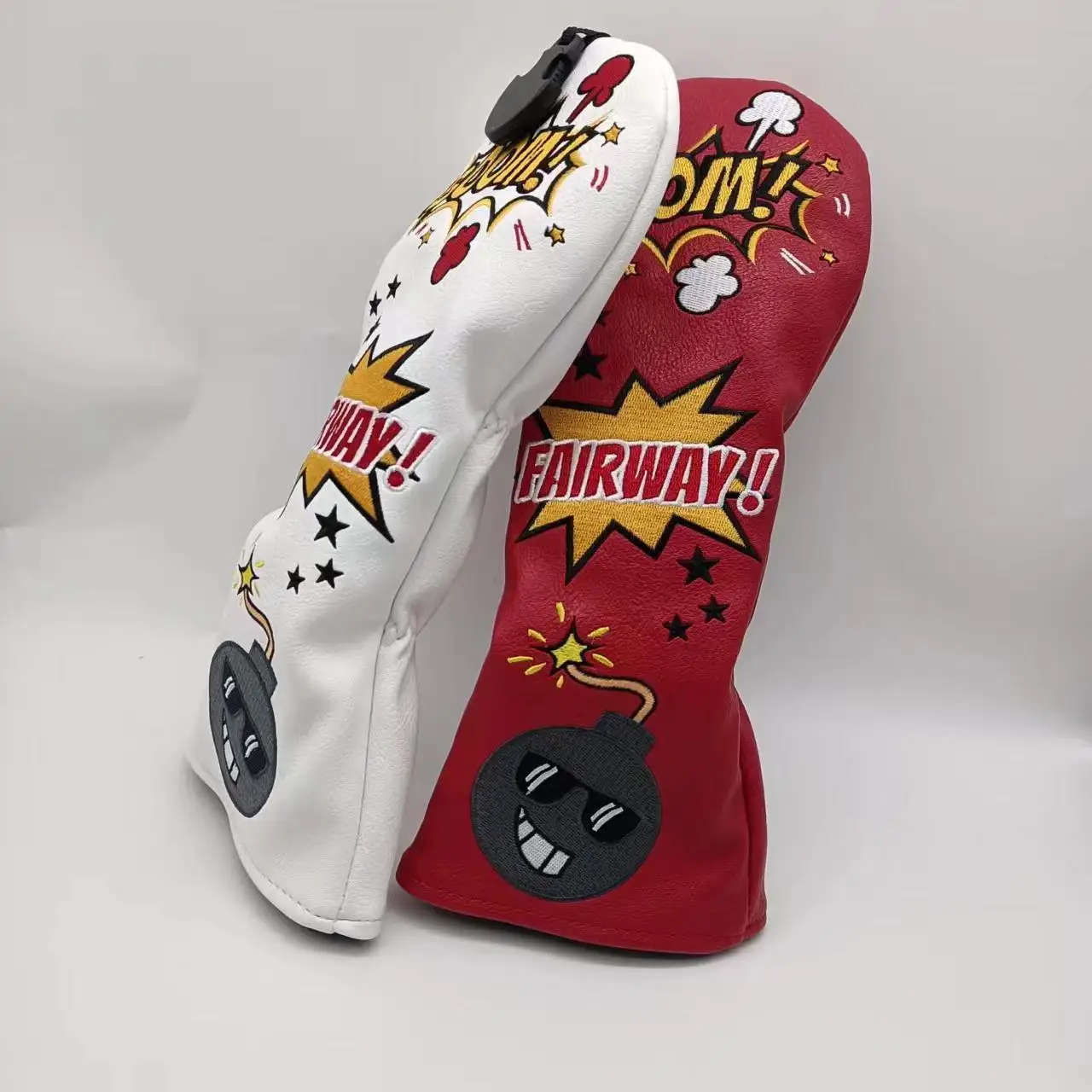 Bomb Golf Club Covers for Driver, Fairway, Hybrids - Golf Driver Headcover/Golf Fairway Wood Head Cover/Hybrid Leather Headcover