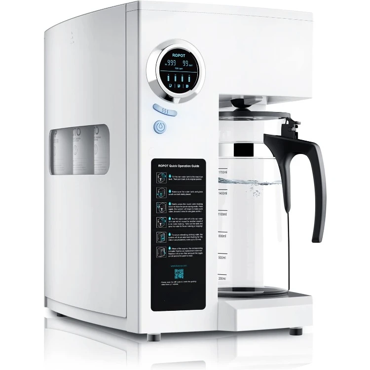 

Reverse Osmosis System Countertop Water Filter, 4 Stage Purification, Counter RO Filtration, 2:1 Pure to Drain, Purified Tap