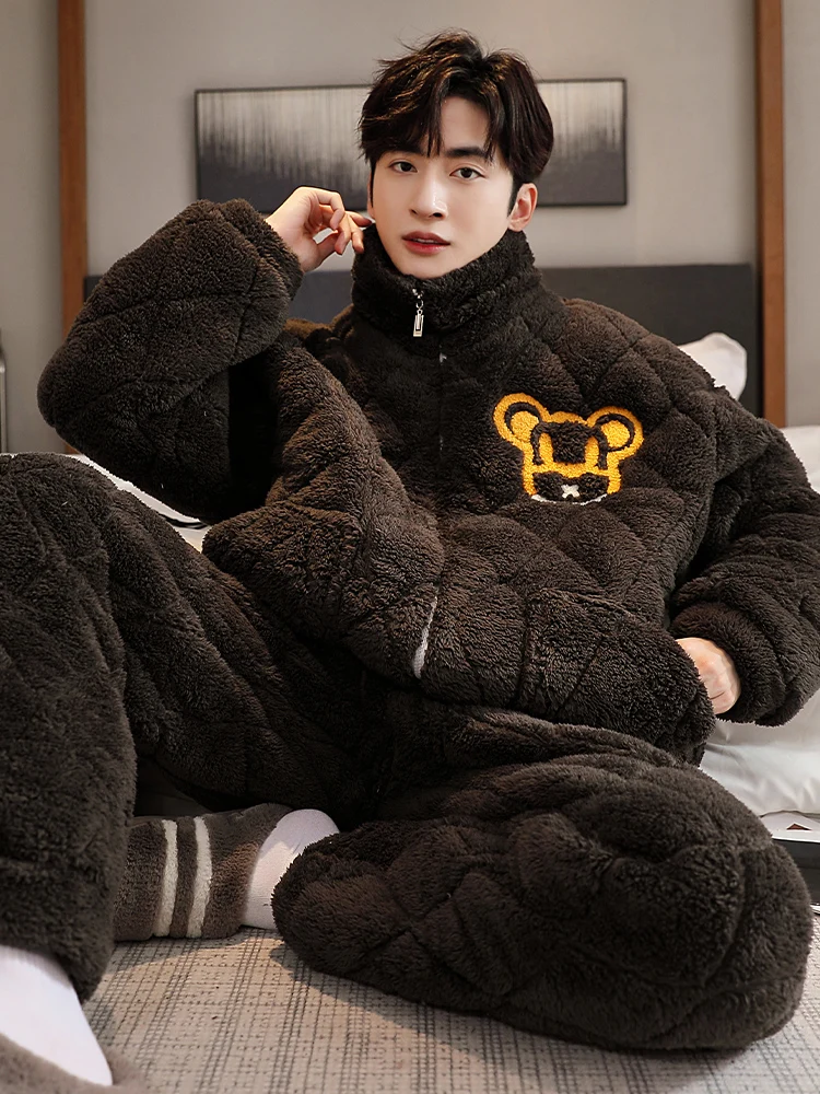 men's-winter-spwear-thiened-coral-fce-home-clothes-warmth-padded-zipper-closure-long-sve-pants-home-comfortable