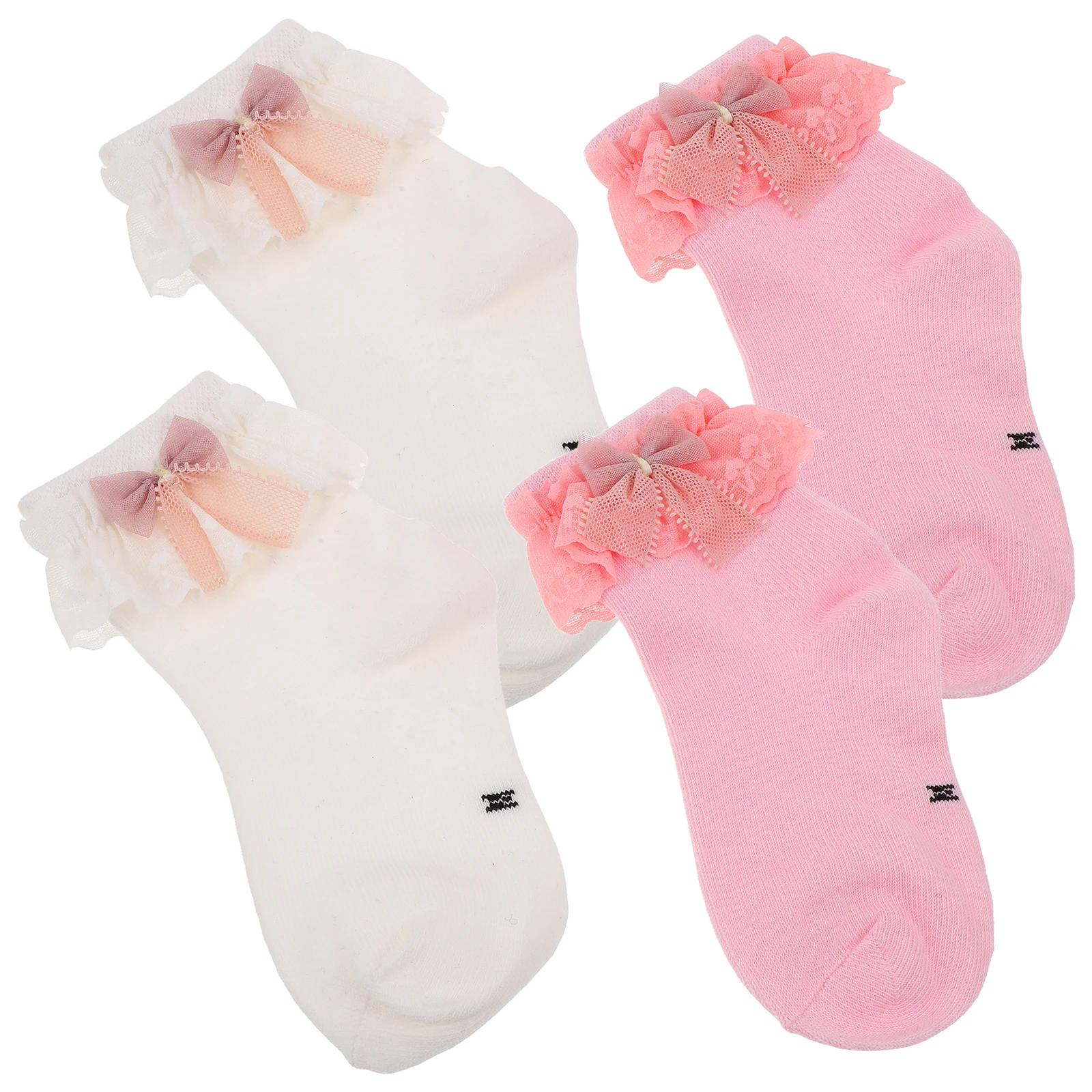

4pcs Lace Socks for Little Girl Baby Newborn Toddler Kids Ankle Infant Trim Dress Soft Breathable Comfort