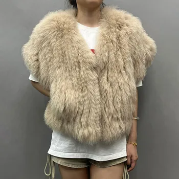 Gilet in vera pelliccia di volpe di alta qualità spesso caldo autunno/inverno gilet da donna in pelliccia naturale gilet corto senza maniche giacche con scollo a v