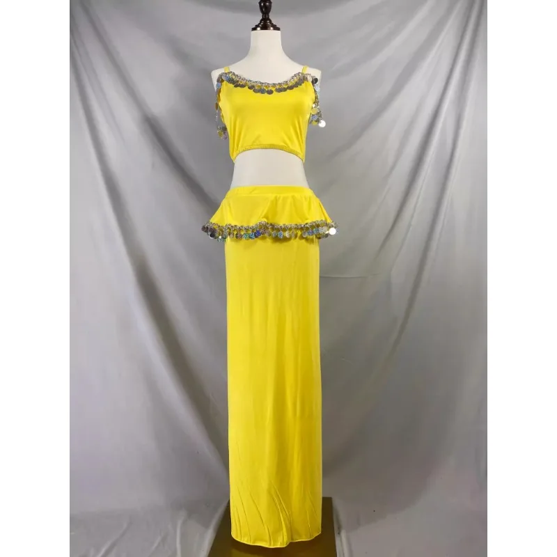 أزياء الرقص الشرقي المخصصة رداء الترتر الأحمر الحجاب حزام ملابس الرقص الشرقي Saidi Shabbi رداء شعبي