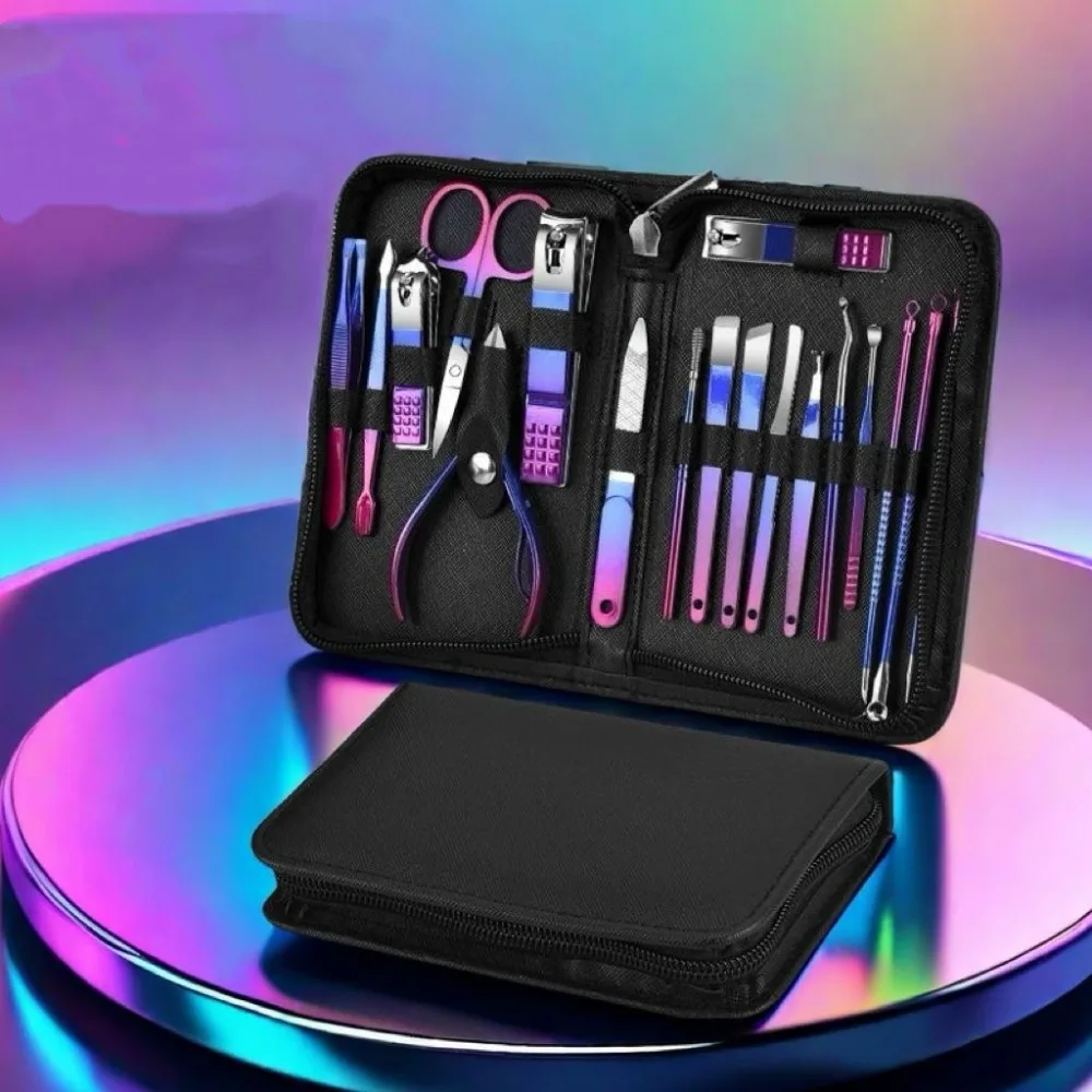 Kit de manicura y pedicura profesional, de acero inoxidable, con Estuche De Viaje, juego de manicura, lima de uñas con gradiente, 6-30 Uds.