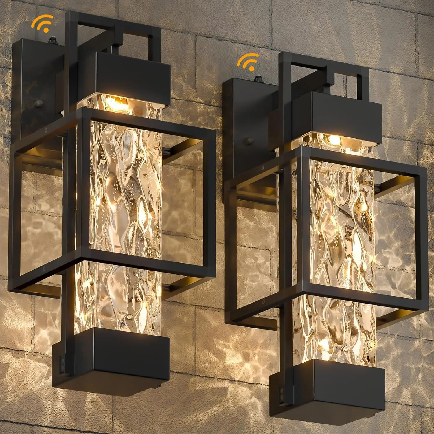 

2 Pack Dusk to Dawn Outdoor Wall Lights, 14'' Dimmable Porch Light Fixtures, Waterproof Black Sconce for House Garage