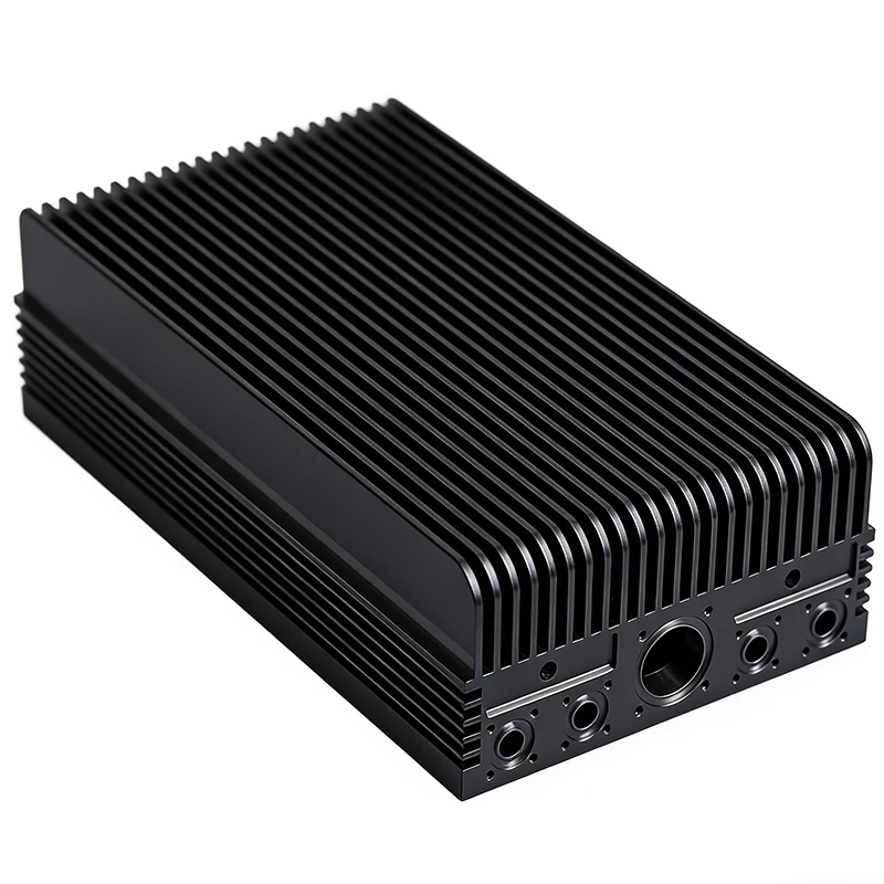 Black Anodized Fin Heat Dissipation Aluminum Box Custom CNC Machined Industrial Driver Equipment Housing
