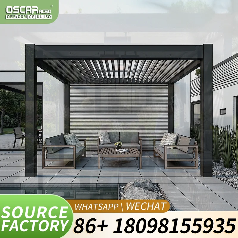 3x6m Curved Bracket Retractable Electric Aluminium Pergola Bioclimatica Motorized Gazebo for Garden Patio Backyard pergola