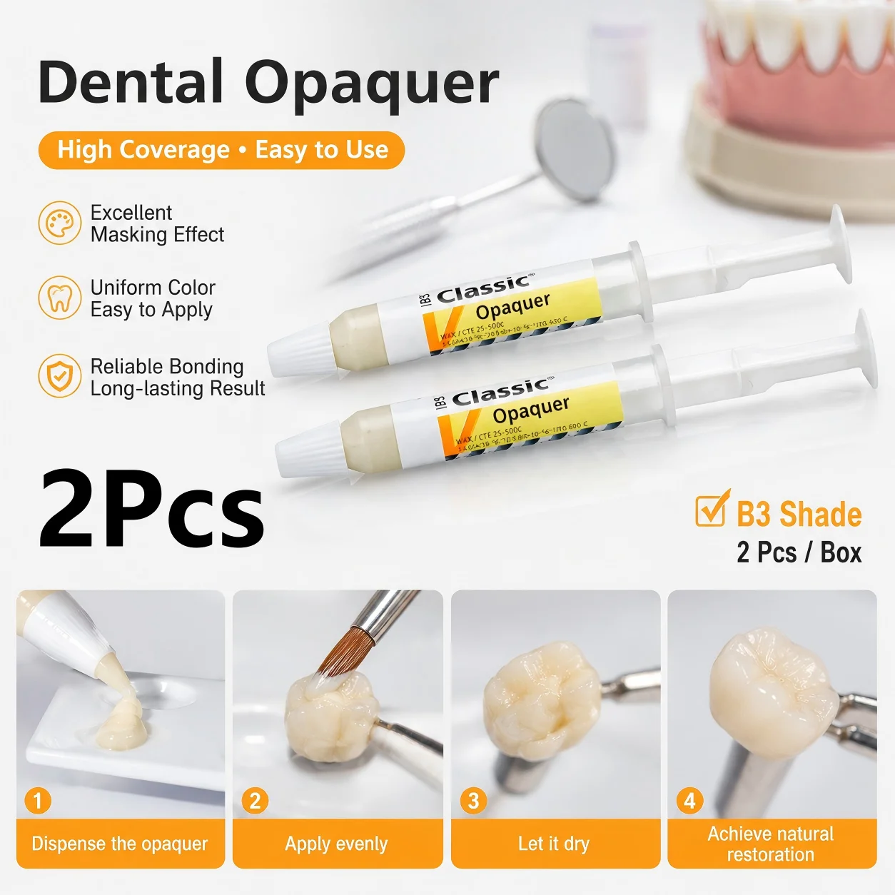 2Pcs Ivoclar IPS Classic V Opaque Paste 3g, A-D Shade for Metal Porcelain Dental Ceramic Restoration