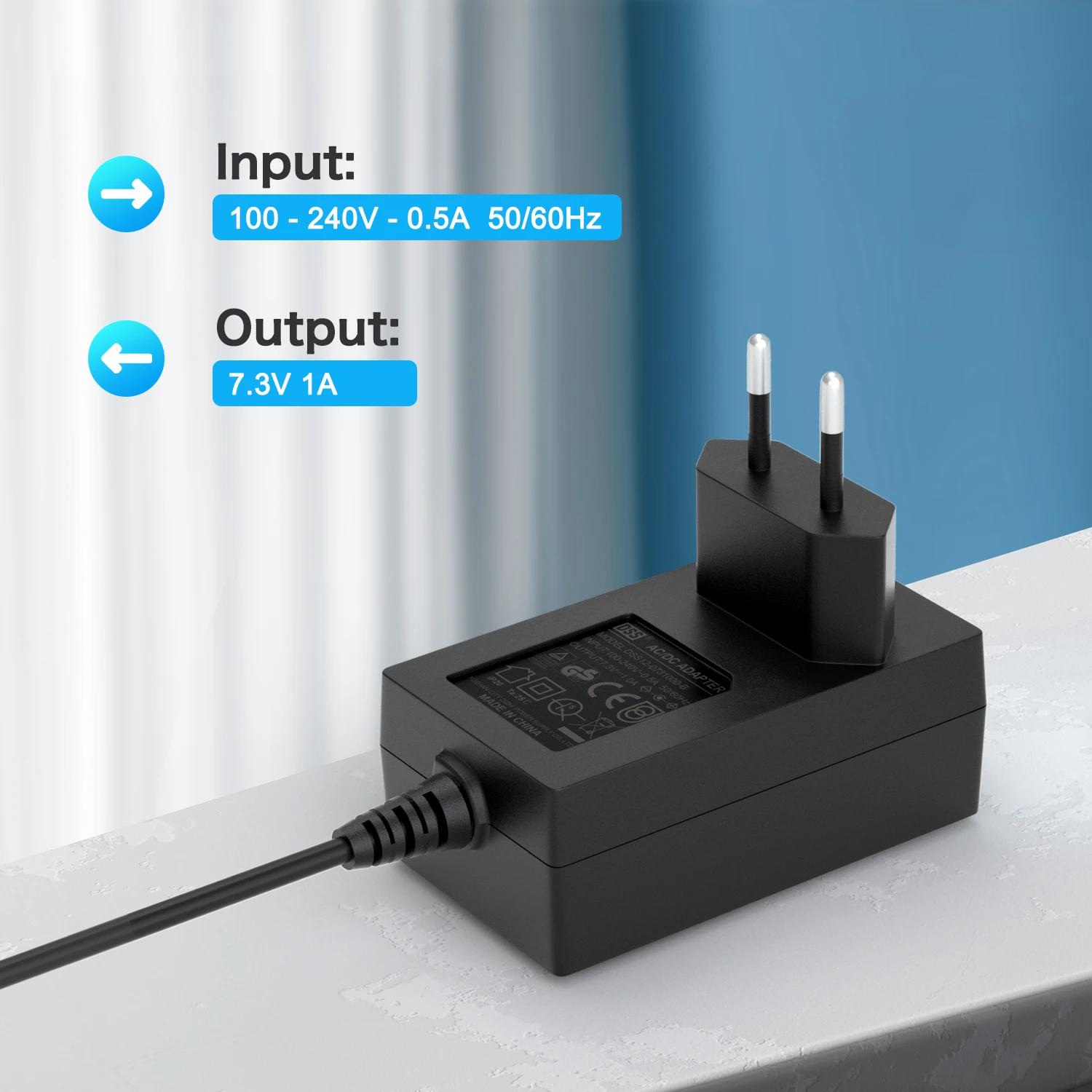 7.3V Lifepo4 Battery Charger For 6V Lifepo4 Rechargeable Battery  7.3V 1A Output Adapter for Lithium Iron Phosphate Batteries