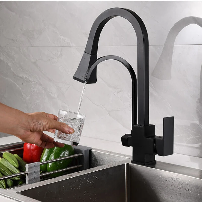 Sensor Kitchen Faucet Black Touch Inductive Mixer Tap Single Handle Dual Outlet Water Modes Sensitive Water Faucet