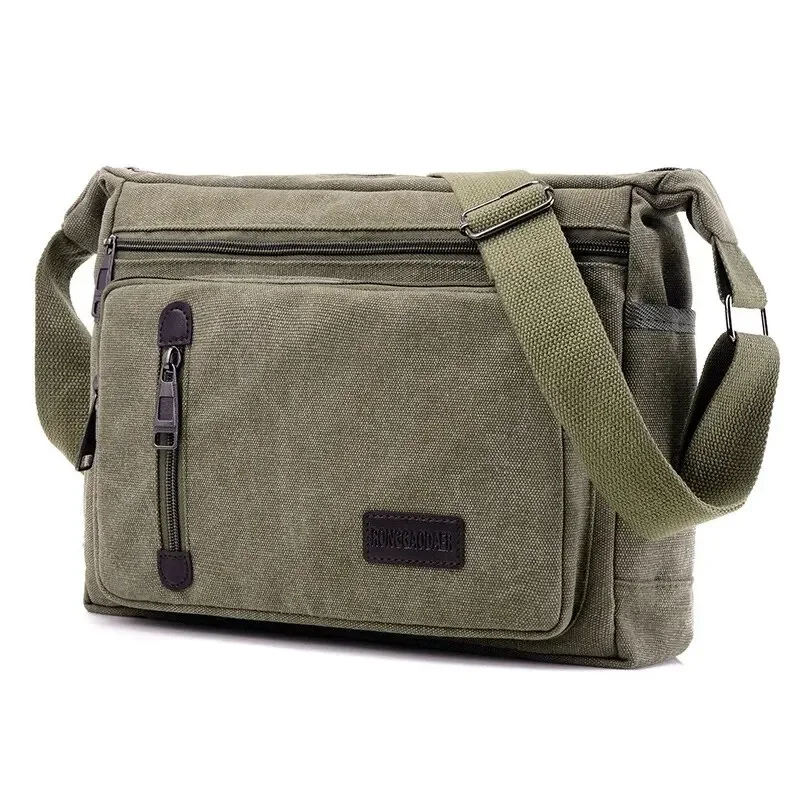 Canvas Shoulder Bag Bottle Men Women Casual Simple Fashion Retro Crossbody Cross Square Multi Layered Shoulder Bag image 6