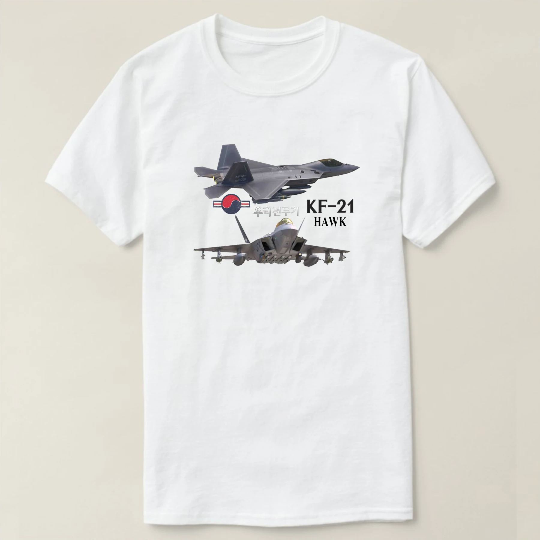 South Korean Air Force KF-21 Stealth Fighter T-Shirt Short Sleeve Casual 100% Cotton O-Neck Summer Mens T-shirt Size S-3XL
