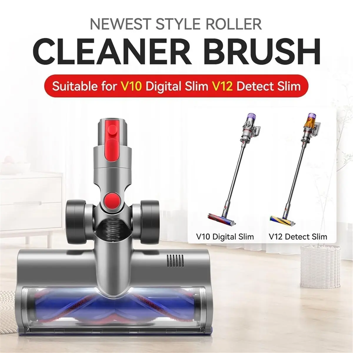 

Насадка-щетка AT52 с прямым приводом для пылесосов Dyson V10 Digital Slim / V12 Detect Slim, запчасти для чистки ковров и полов