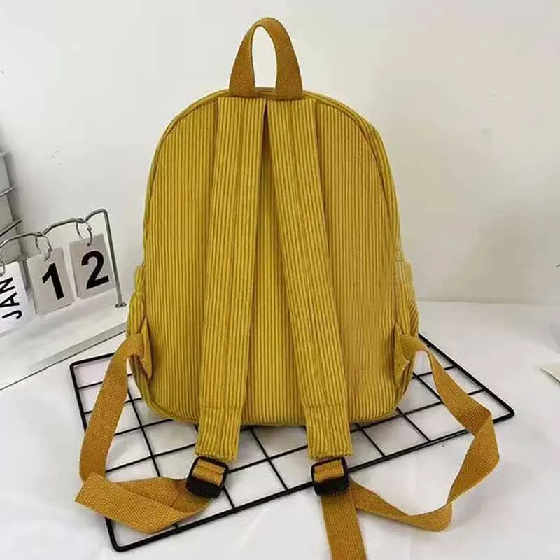 Durable Corduroy Mini Backpack, Retro Casual Daypack with Multi-compartment for Women Daily, Travel & Weekend