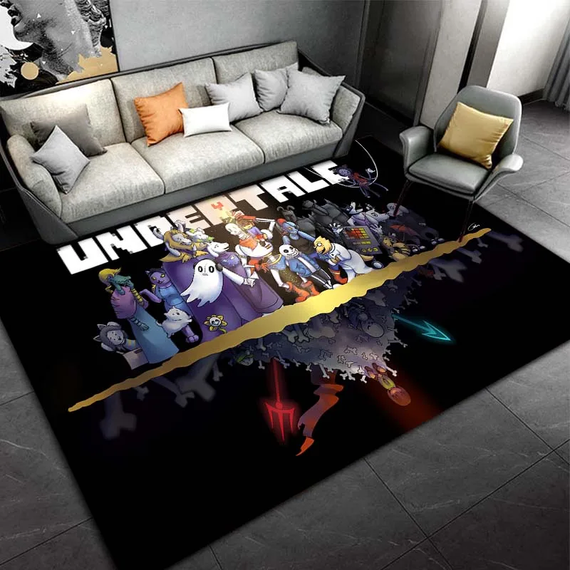 Undertale Video Game Skull Rug Carpet for Living Room Bedroom Flannel Sponge Game Room Mat Absorbent Home Decor Hallway Rug Gift