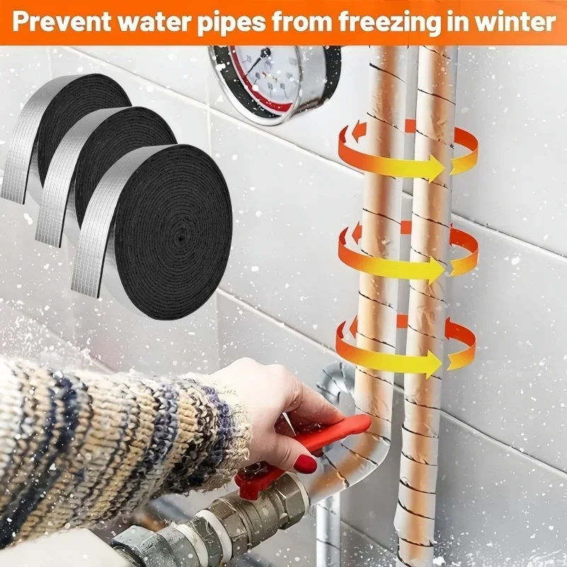 

10 м/рулон, изоляционная пенопластовая лента для водопроводных труб, огнестойкая, незамерзающая, кондиционер, изоляционная втулка из алюминиевой фольги