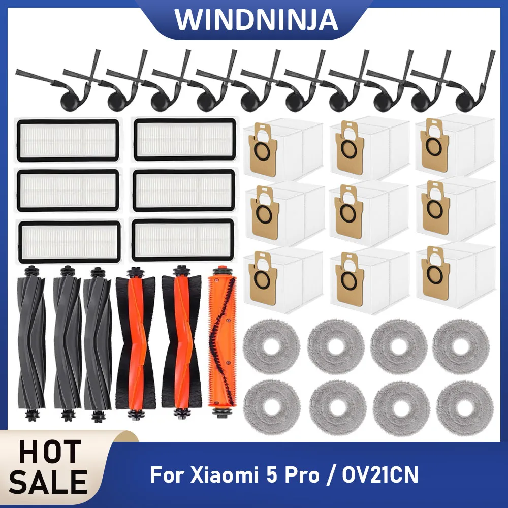 

Compatible For Xiaomi Mijia5 Pro/OV21GL Robot Vacuum Cleaner Dust Bags Main Roller Brush Side Brush Filters Mop Cloths Parts