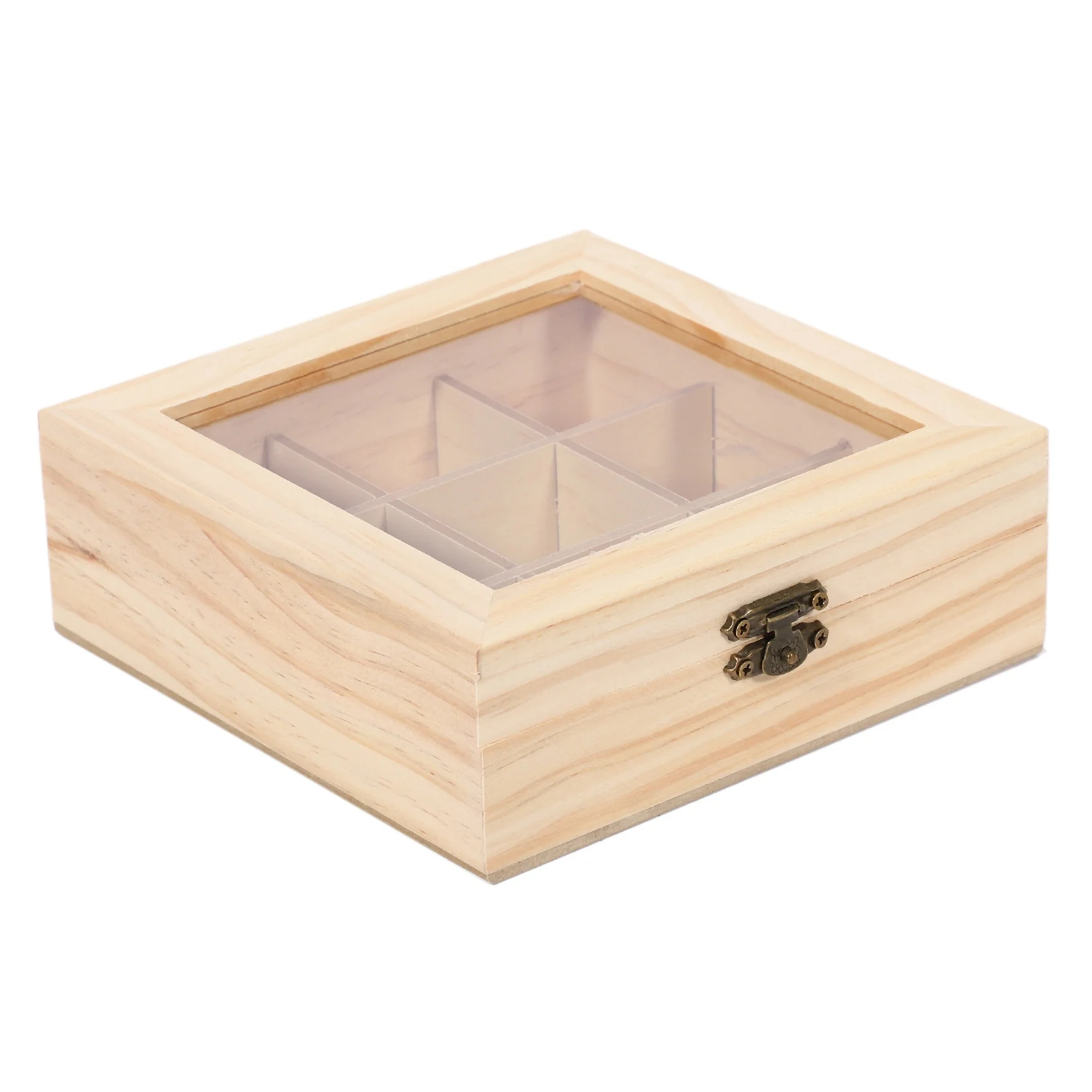 Wooden Tea Bag Jewelry Organizer Chest Storage Box 9 Compartments Tea Box Organizer Wood Sugar Packet Container