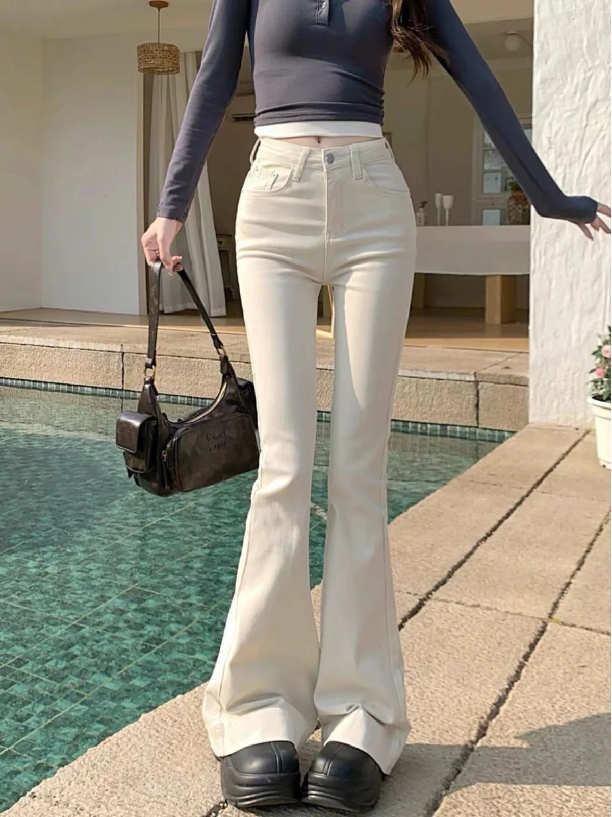 

Wide Leg Jeans Woman Camouflage Workwear Military Pockets Multi Pocket Utility Patchwork Panelled Functional Durable Practical