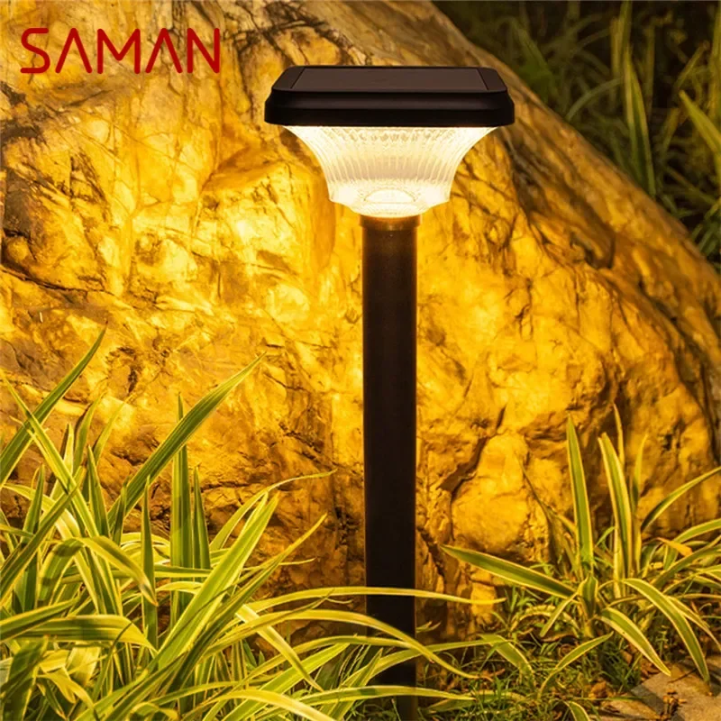 

SAMAN Contemporary Outdoor Solar Lawn Lamp LED Waterproof Villa Garden Courtyard District Residential Quarters Lawn Lamp