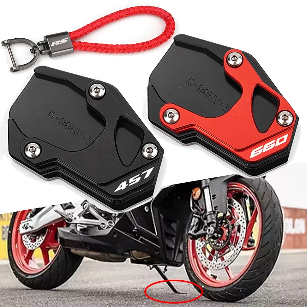 New For Aprilia RS660 RS 660 RS457 RS 457 2025 2024 2021-2023 Motorcycle Accessories Kickstand Side Stand Extension Pad Keychain