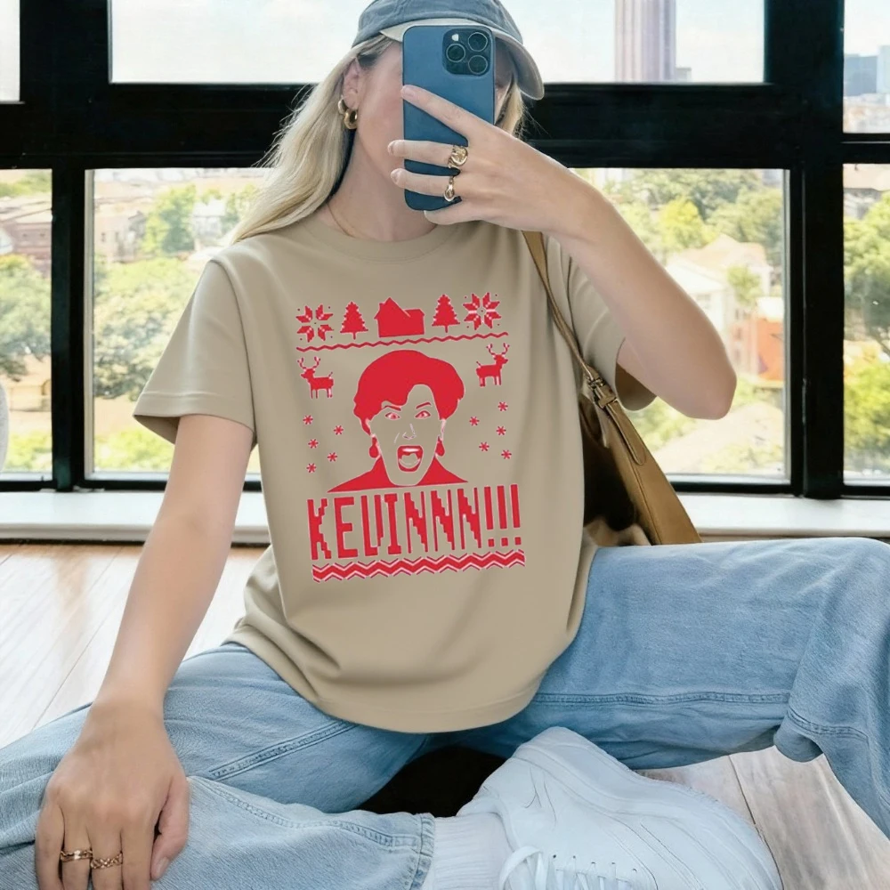 Home Alone Mom Screaming Sweatshirt Kevin Shout Funny Christmas Tees Holiday Movie Panic Shirt Harajuku Aesthetic Clothes
