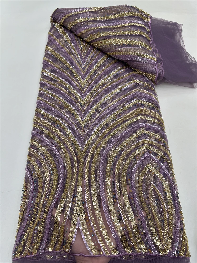 

Африканская кружевная ткань с тяжелыми бусинами, высококачественная нигерийская вышивка, блестки, французский тюль для свадебной вечеринки, материал