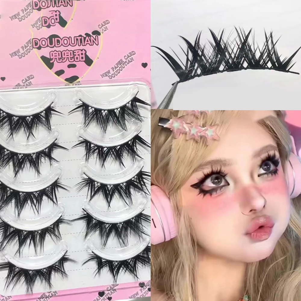 

5 Pairs Rock Barbie False Eyelashes Fox Slanted Flying Full Stripe Fake Lash Natural Manga Dense Curled Lash Hot Girl Eye Makeup