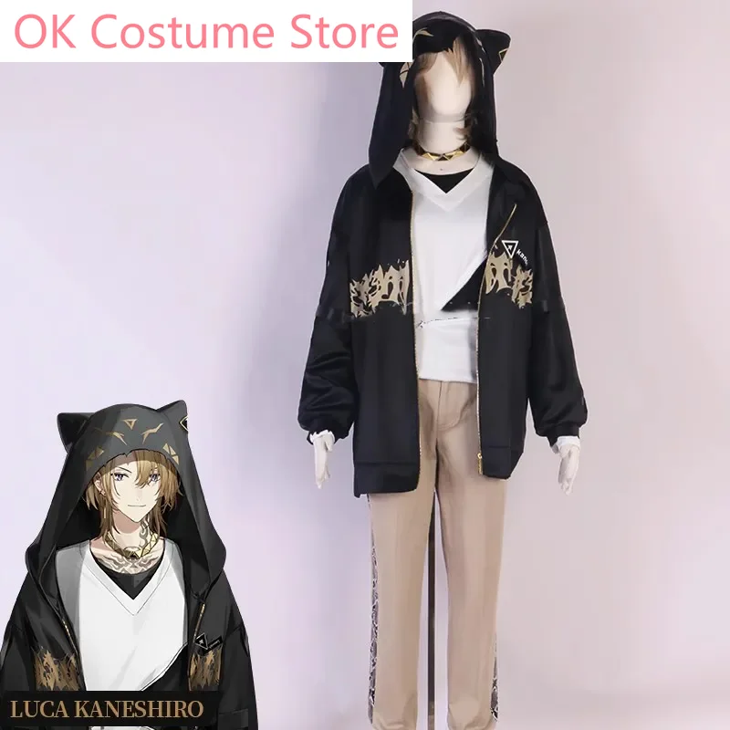 Vtuber Luxiem Nijisanji Luca Kaneshiro New Clothes Game Suit Cat Ears Coat Cosplay Costume Halloween Party Outfit