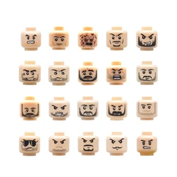 10 Mini Head Face Parts -Custom male man beard Expression for MOC Figures Building Blocks 3274