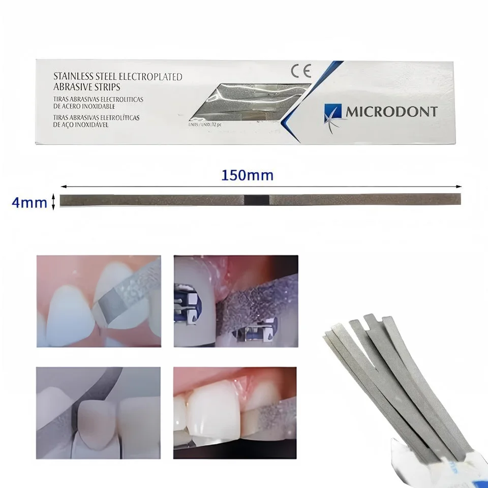 MICRODONT Dental Polishing Strips Polyester Aluminum Coated Single Double Sided Interproximal Tooth Enamel Grinding Orthodontic