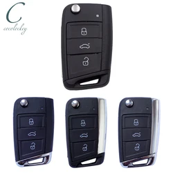 Cocolockey 3 Tasten Flip Remote Auto Schlüssel Shell Fall für Skoda Octavia A7 für VW Golf 7 MK7 für Sitz leon Passat Käfer Polo Bora