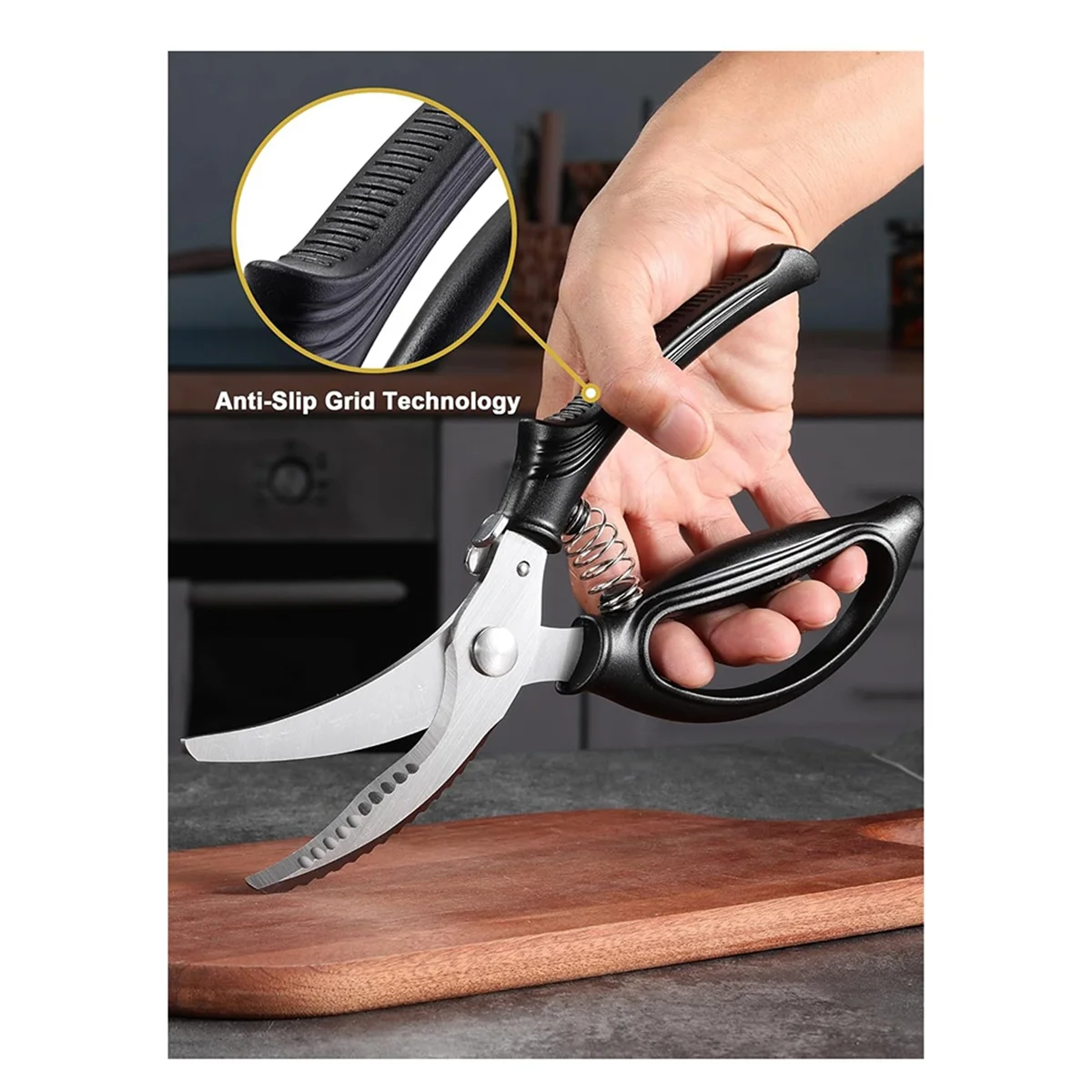 مقصات الدواجن الجديدة، مقصات المطبخ مع زنبرك محملة، مقص الدواجن شديد التحمل للحوم والدجاج والتركيا ومقبض مضاد للانزلاق