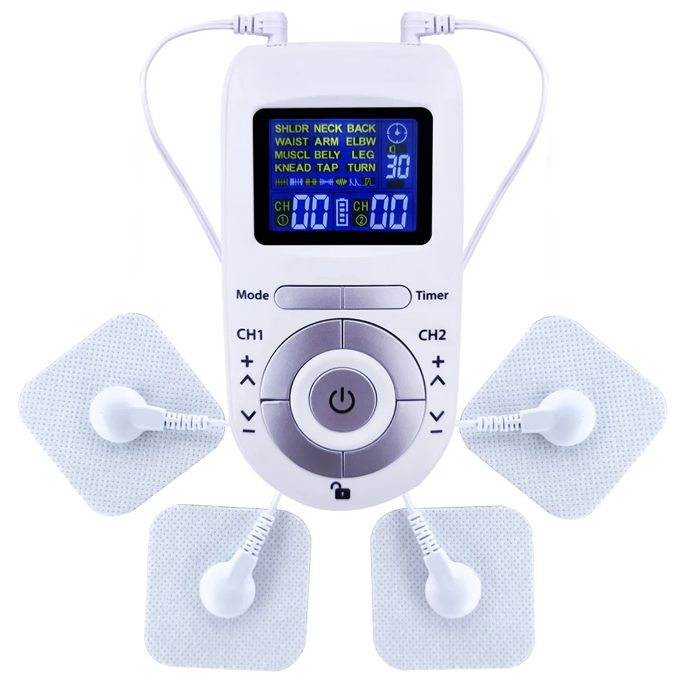 

Tens Machine 12 Modes Electric Body Pulse Massager Digital Therapy Machine EMS Muscle Stimulator with Electrodes Pads Tens Unit