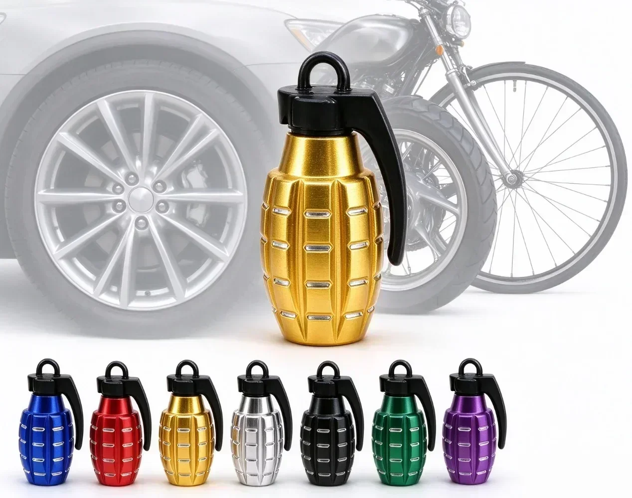 Grenade Shape Aluminum Alloy Tire Valve Caps Universal for Car Motorcycle Bike