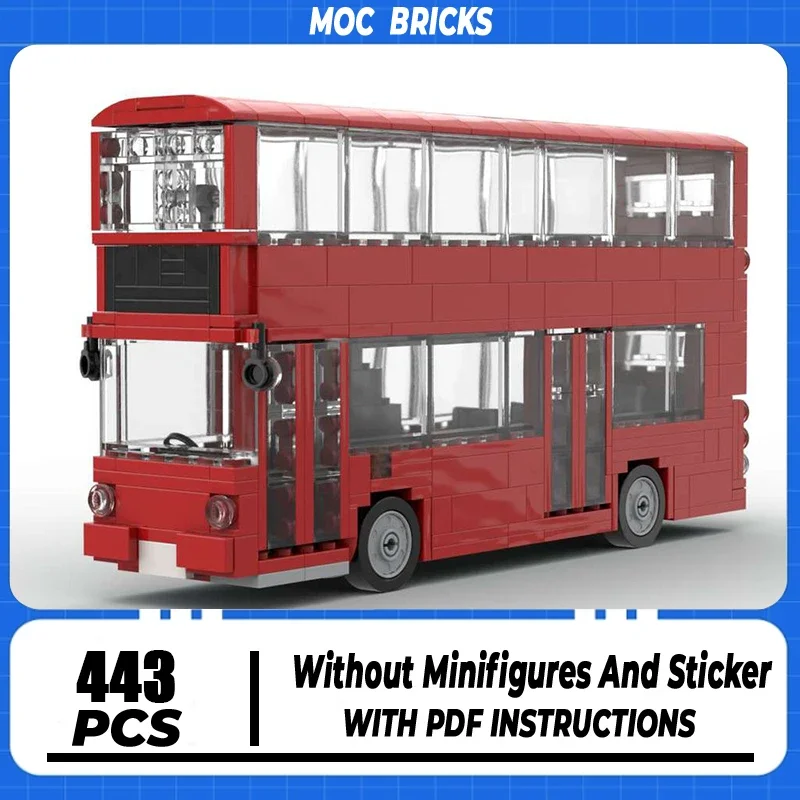 

Street View Model Moc Building Blocks Brick Double-Decker Bus Model Technology Brick DIY Assembly Construction Toy Holiday Gifts