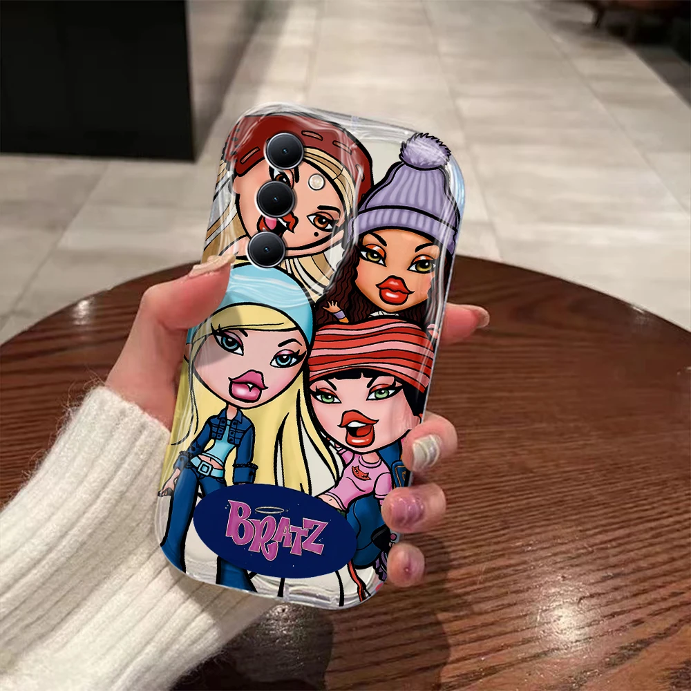 Cute Girl Bratzs Doll 3D Wave Case per Samsung A73 A72 A71 A55 A54 A53 A35 A34 A33 A25 A24 A23 A15 A14 A13 A05 A04 4G 5G Cover