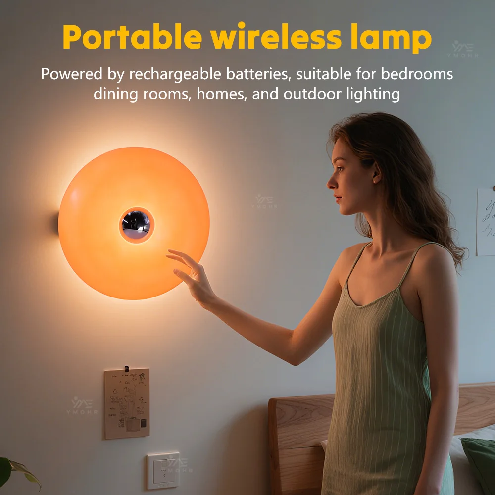 أضواء محيطة مزخرفة على شكل دونات برتقالية، 3 أوضاع تعمل باللمس، ضوء قابل لإعادة الشحن مقاوم للماء لغرفة النوم بجانب السرير، هدية بار التصوير الفوتوغرافي لاسلكي ديكور غرفة مصباح طاولة ديكور ستيتش ديكور للغرفة فطر #2