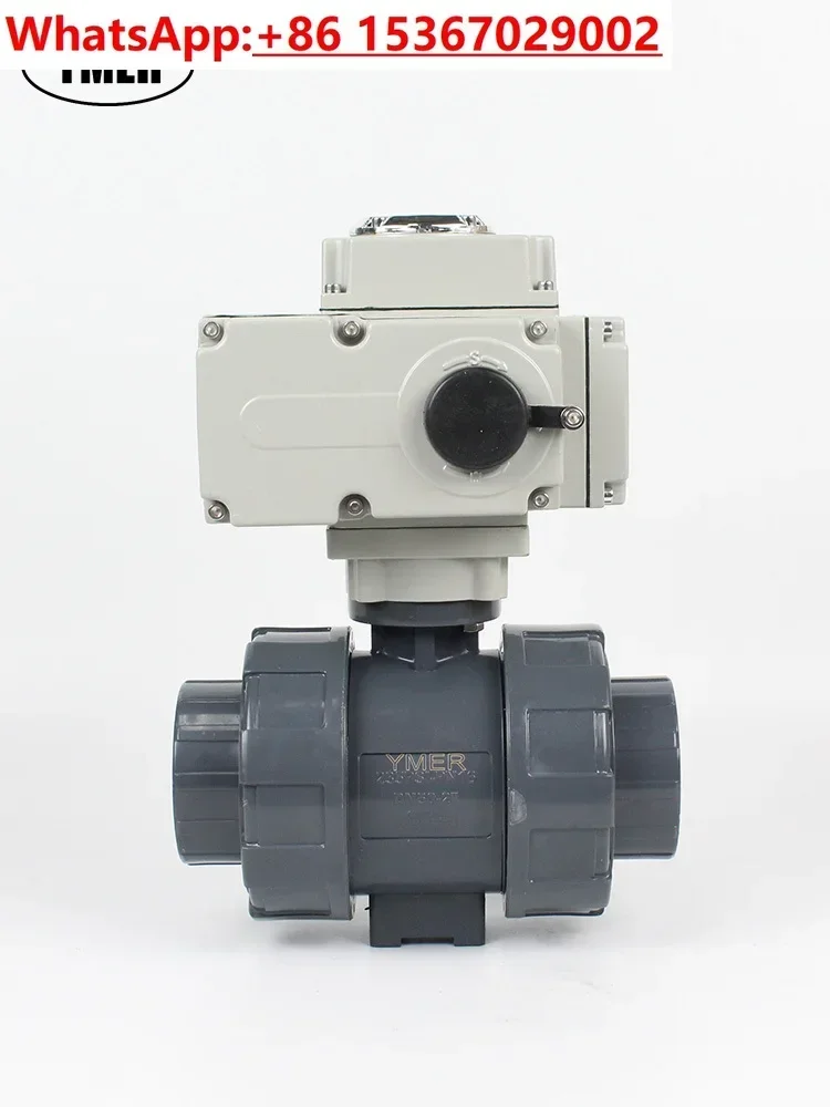 Electric UPVC ball valve double connection PVC plastic anti-corrosion and acid and alkali water resistance