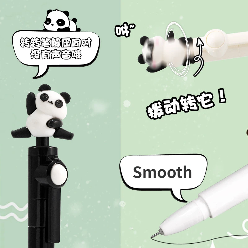 4 Pcs kawaii panda Ballpoint Pen 0.5mm Black Ink Creative Rotatable Gel Pens Writing Ptools School Office Stationery Supplies