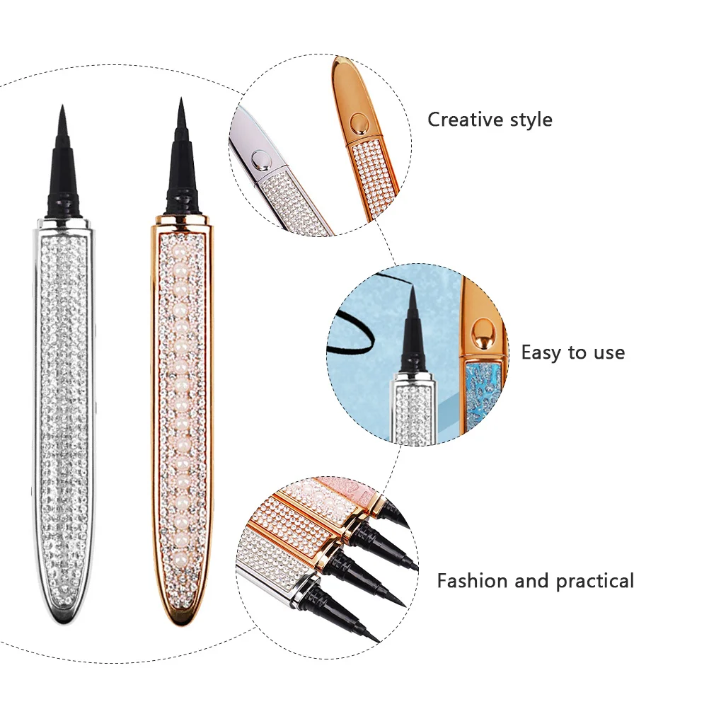 2 قطعة قلم تحديد العيون ذاتي اللصق ممتاز ذو طرف رفيع للغاية مقاوم للعرق قلم العناية بالعين سهل التطبيق رموش لا يتطلب غراء #2
