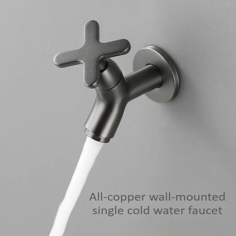 All-copper wall faucet single cooling faucet universal sink balcony mop pool kitchen faucet